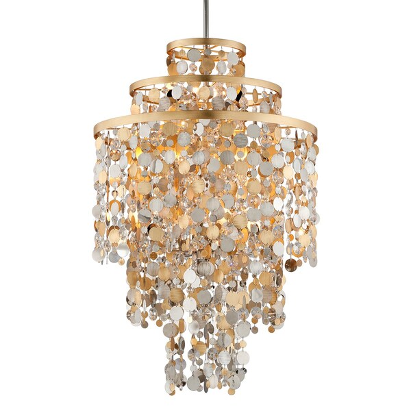 Corbett Lighting Ambrosia 11 Light Chandelier 32 In. Gold Silver Leaf & Stainless 215-711 - main