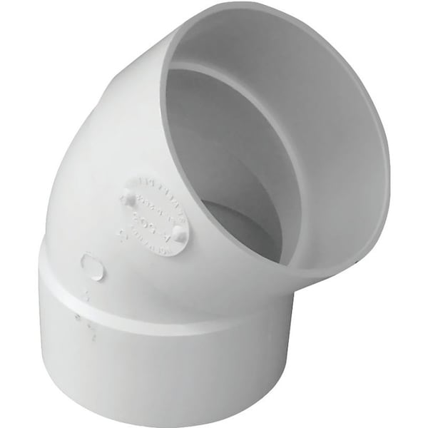 Genova IPEX Sewer Pipe Elbow, 3 in, Hub, 45 deg Angle, PVC, White 414183BC - main