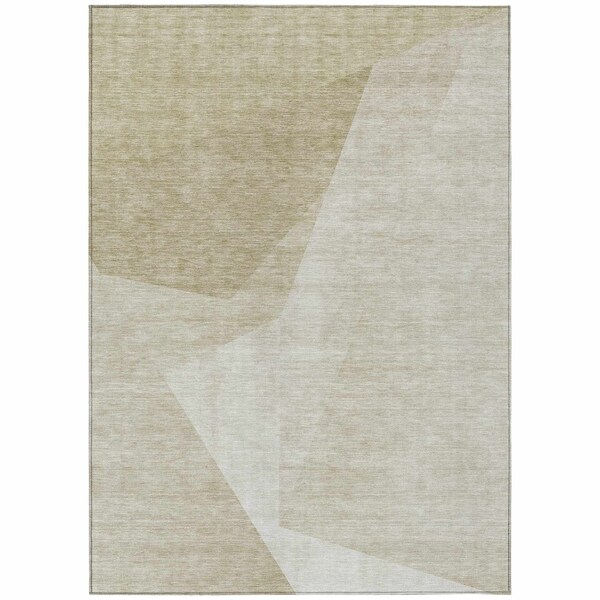 Homeroots 3' X 5' Beige Khaki And Taupe Abstract Washable Indoor Outdoor Area Rug 582878 - main