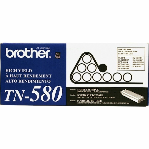 Brother TN580 Original Toner Cartridge - Laser - 7000 Pages - Black - 1 Each TN580 - main