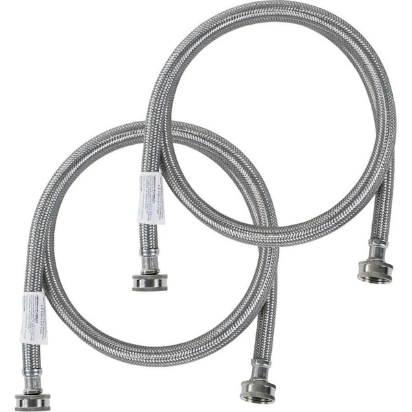 Certified Appliance Accessories 2 Pk Braided Stainless Steel Washing Machine Hoses, 4Ft WM48SS2PK - main