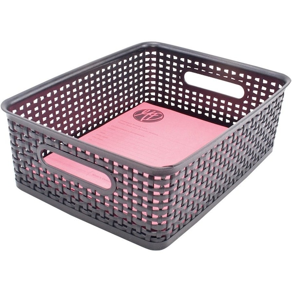 Advantus Weave Storage Bin, Plastic, Black, 4.8 in H, 10.5 in W, 2 PK AVT40327 - main