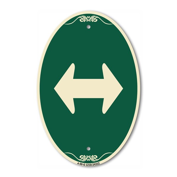 Signmission Bidirectional Arrow Black, 12 Inch X 18 Inch Architectural Oval, Heavy Gauge Aluminum A-OV-G-1218-24312 - main