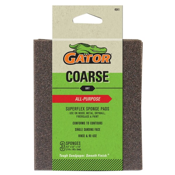 Gator Finishing 4.5 x 5.5 x 1/5 in All-Purpose Superflex Sanding Sponge Pads, Coarse, 3PK 4641 - main