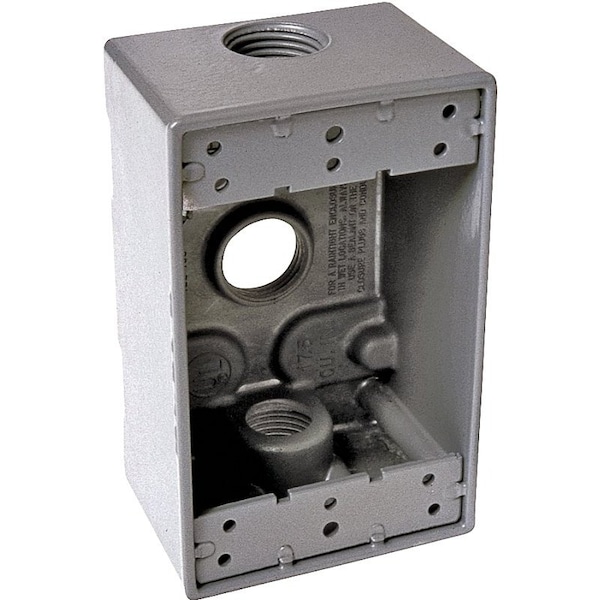 Hubbell Weatherproof Box, 3-Outlet, 1-Gang, Aluminum, Gray, Powder-Coated 5324-0 - main