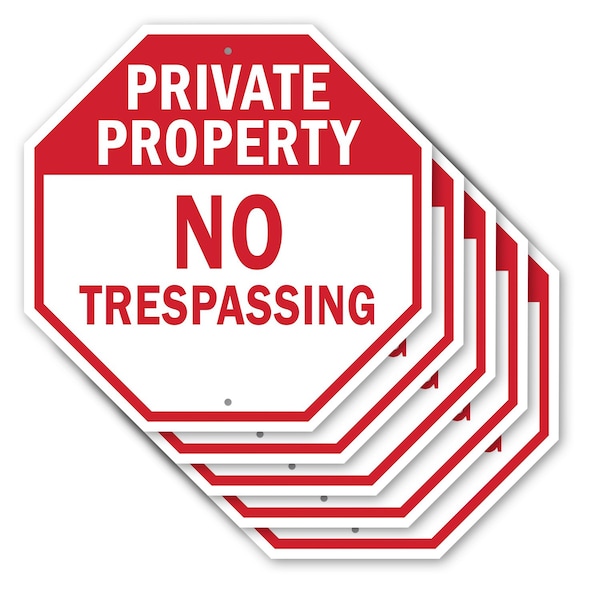 Signmission Private Property No Trespassing, 10 inch X 10 inch, Aluminum Metal Signs, 5PK OC-A-5Pack-10-161 - main