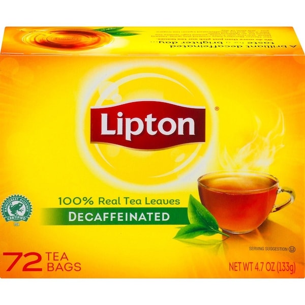 Lipton Tea, Lipton, Decaf, PK72, Decaffeinated, Box, Decaffeinated, Decaffeinated Tea, 16 oz, 72 PK 290 - main