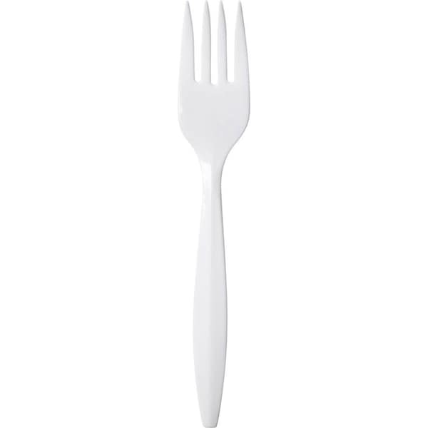 Dixie Plastic Cutlery, Mediumweight Fork, Plastic, White, 1000PK PFM21 - main