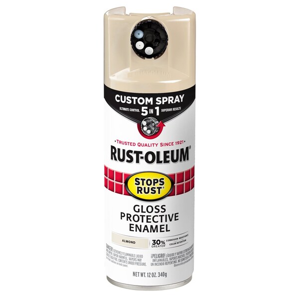 Rust-Oleum Rust Preventative Spray Paint, Almond, Gloss, Solvent, 12 Oz 376900 - main