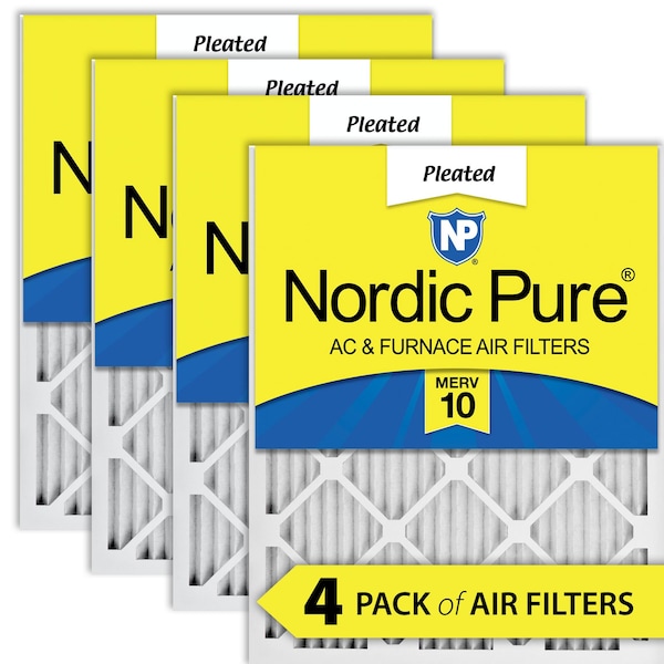 Nordic Pure 20x24x1 Pleated Air Filter, High Capacity, Electrostatically Charged Synthetic Media, MERV 10, 4 PK 20x24x1M10-4 - main