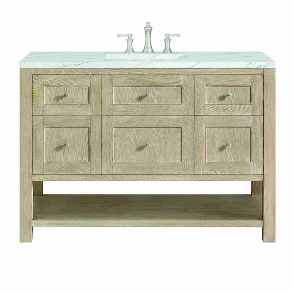 James Martin Vanities Breckenridge 48'' S Vanity, Whitewashed Oak w/ Ethereal Noctis Silestone Top w/ Wireless Charger 330-V48-WWO-FENC - main