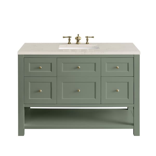 James Martin Vanities Breckenridge 48" Single Vanity, Smokey Celadon, w/ 3 CM Siberian Silestone Top 330-V48-SC-3SFR - main