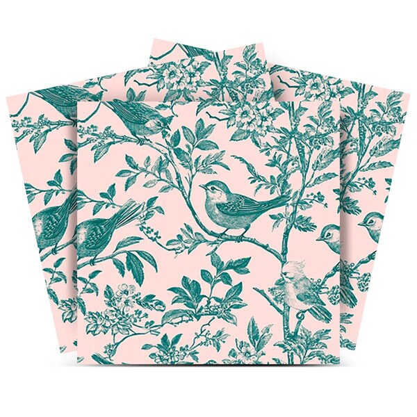Homeroots 6" x 6" Green And Pink Vinyl Arabesque Peel And Stick Removable Tiles 571222 - main