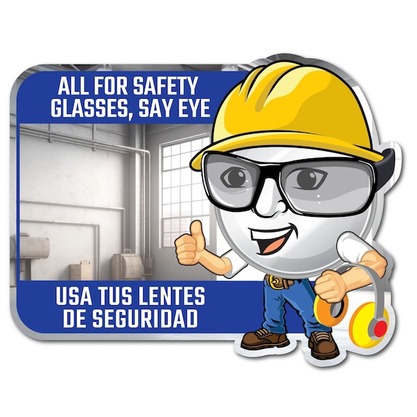 Se-Kure View 23'' W X 15'' H ''All For Safety Glasses, Say Eye'' Bilingual Mirror BSM302-M - main