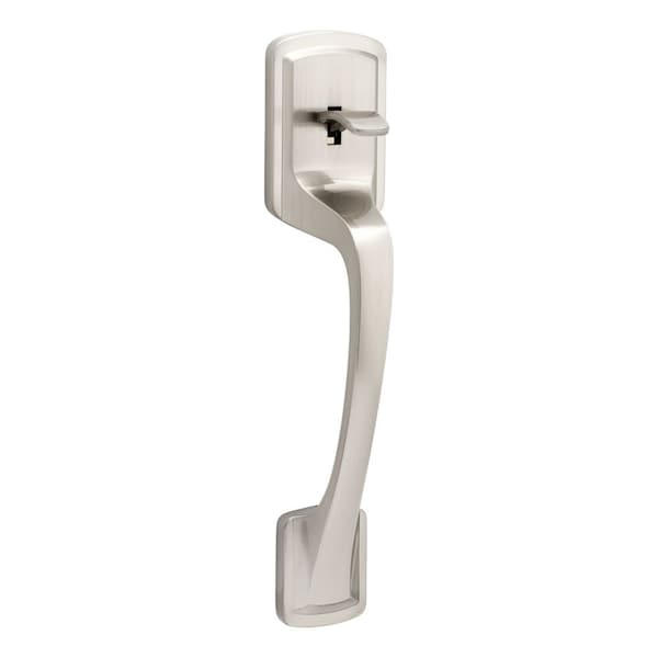 Kwikset Prague Handle Only; No Deadbolt with RCAL Latch and RCS Strike Satin Nickel Finish 814PGH-15 - main