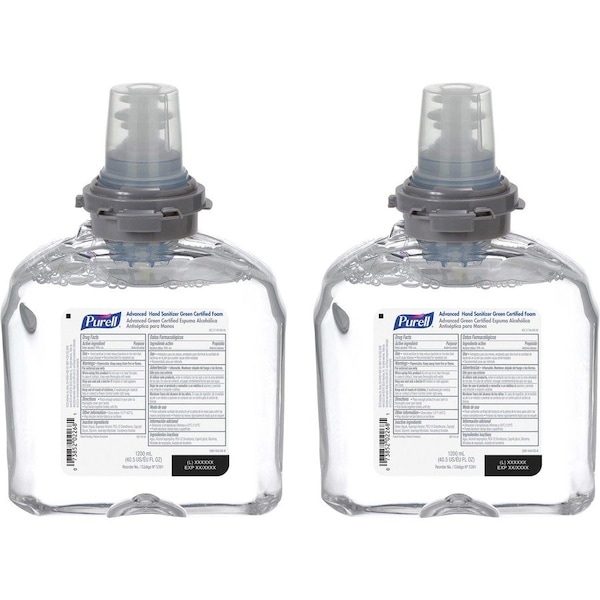 Purell Hand Sanitizer, Green Certified, Foam, 1200mL TFX Refill, PK2 5391-02 - main