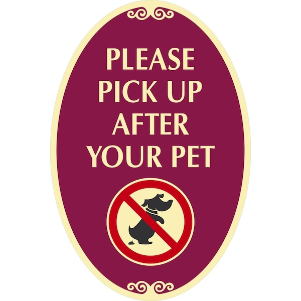 Lyle Please Pick Up After Your Pet with Graphic, 12x18, High Intensity Prismatic, Burgundy G-2521-HI_12x18 - main