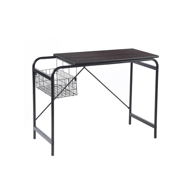 Homeroots 39" Brown and Black Wood and Metal H-Shape Computer Desk 568041 - main