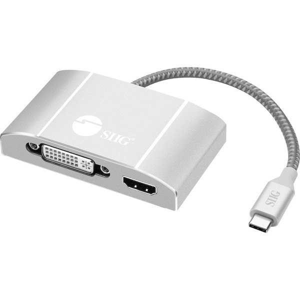 Siig USB-C to 3-in-1 Multiport Video Adapter with PD Charging - DVI/HDMI/VGA CB-TC0911-S1 - main