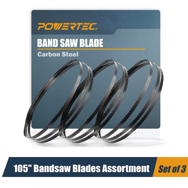Powertec 105" High Carbon Steel Band Saw Blades Assortment for Delta 14 in. Bandsaw with Riser Block 13624 - main