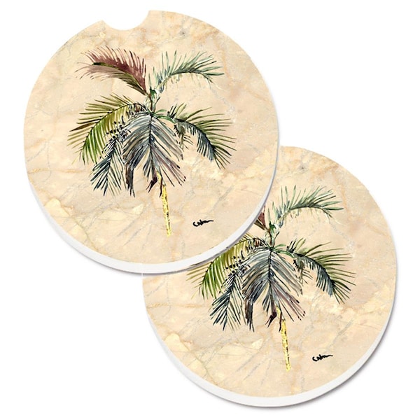 Carolines Treasures Palm Tree Set of 2 Cup Holder Car Coaster 8483CARC - main