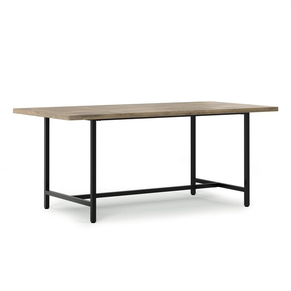 Homeroots 72" Gray and Black Solid Wood and Iron Frame Base Dining Table 640706 - main