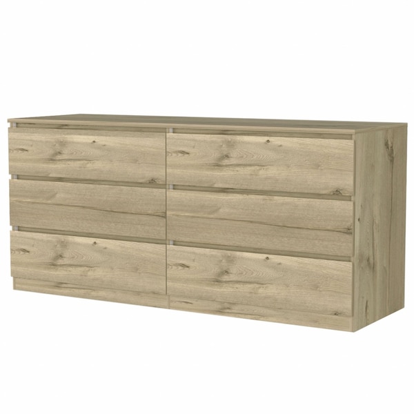 Homeroots 60" Brown and White Six Drawer Double Dresser 478263 - main