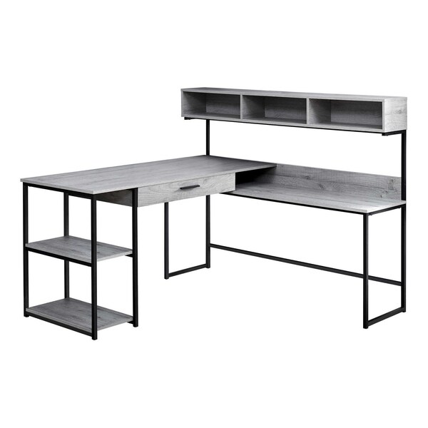 Homeroots 59" Gray and Black L Shape Computer Desk 333394 - main