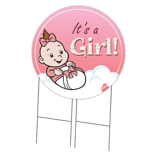 Signmission Its A Girl Double Sided Corrugated Plastic Circle Yard Sign C-36-CIR-DS-WS-Its a Girl - main