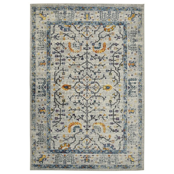Homeroots 5' X 7' Yellow and Ivory Southwestern Stain Resistant Indoor Outdoor Area Rug 532597 - main