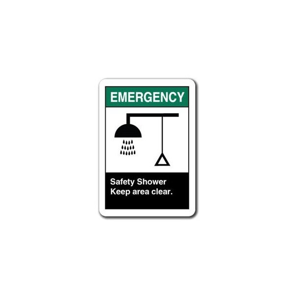 Signmission 10 in Height, Plastic, 10" x 7", ANSI-710ES Safety Shower Keep Area ANSI-710ES Safety Shower Keep Area - main
