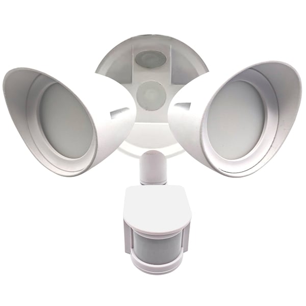 Bulbrite Motion Sensor / Dusk-To-Dawn Wired Outdoor 2-Head LED Security Flood Light, White 773702 - main