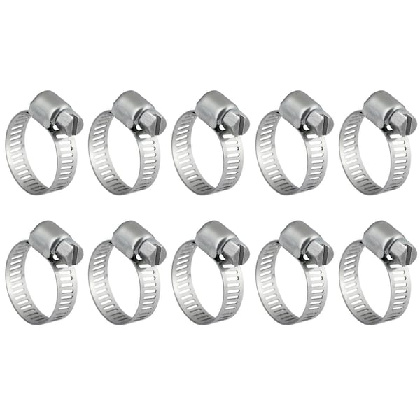 Grizzly Supply Mini Hose Clamp, SAE 6, 304 Stainless Steel, 7/16 to 3/4 in Clamping Dia, 10PK #6MS HC - main