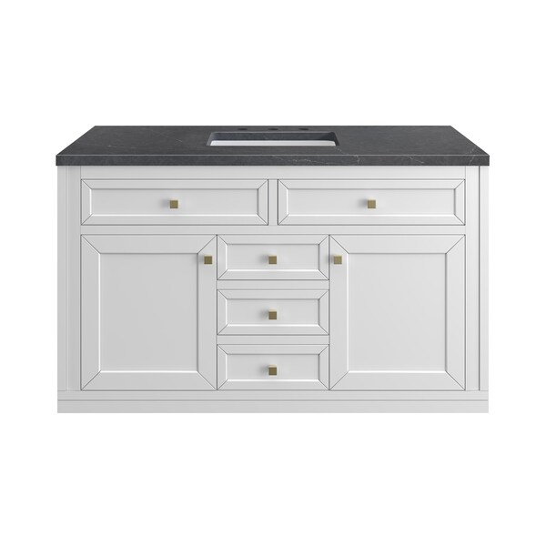 James Martin Vanities Chicago 48 in. Single Vanity, Glossy White, w/ 3 CM Charcoal Soapstone Silestone Top 503-V48-GW-3CSP - main