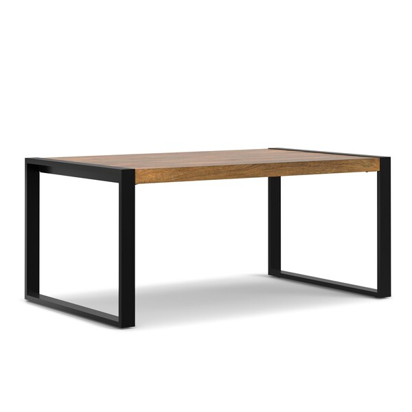 Homeroots 66" Natural and Black Solid Wood and Iron Frame Base Dining Table 640709 - main