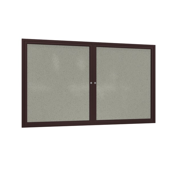 Ghent 2 Door Enclosed Fabric Bulletin Board, Bronze Aluminum Frame, 3'H x 4'W, Taupe PB23648F-96 - main