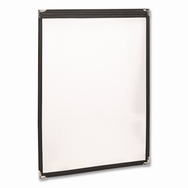 Excello Global Products Menu Holder For 8.5 x 11 Menus, Portrait Orientation, 9.3 x 11.9 Holder, Clear/Black/Gold SPLS-MENU-2-1PK - main