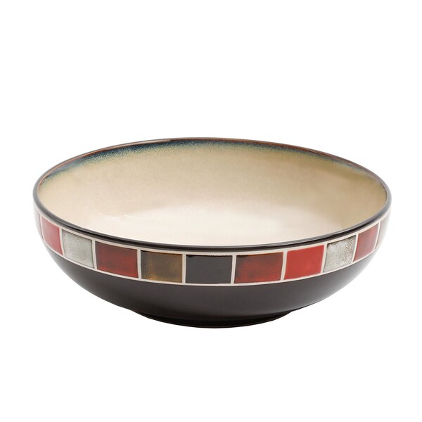 Gibson Elite Casa Roja Reactive Glaze 10" Serving Bowl, Cream & Red 114349.01R - main