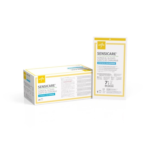 Medline SensiCare PI with Aloe Surgical Gloves, Size 7.5, 100PK MSG1075 - main