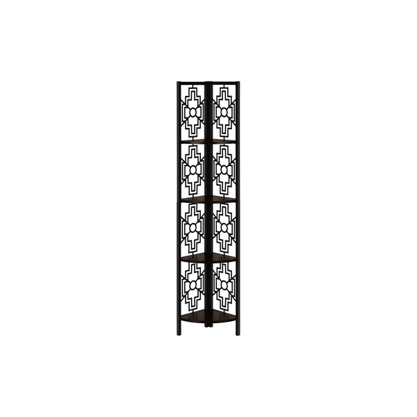 Homeroots Espresso Metal Four Tier Corner Bookcase 376535 - main