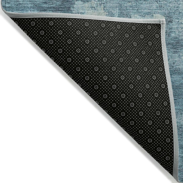 Homeroots 3' X 5' Teal Blue And Silver Abstract Washable Indoor Outdoor Area Rug 632095 - main