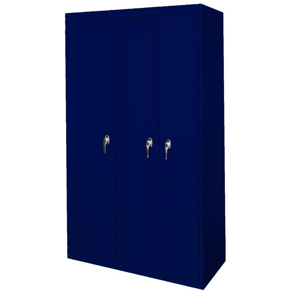Steel Cabinets Usa Steel Storage Cabinet, 42in L x 21in D x 72in H, 8 Adjustable Shelves, 3 Doors, Navy Blue AAH-42-3D-N - main