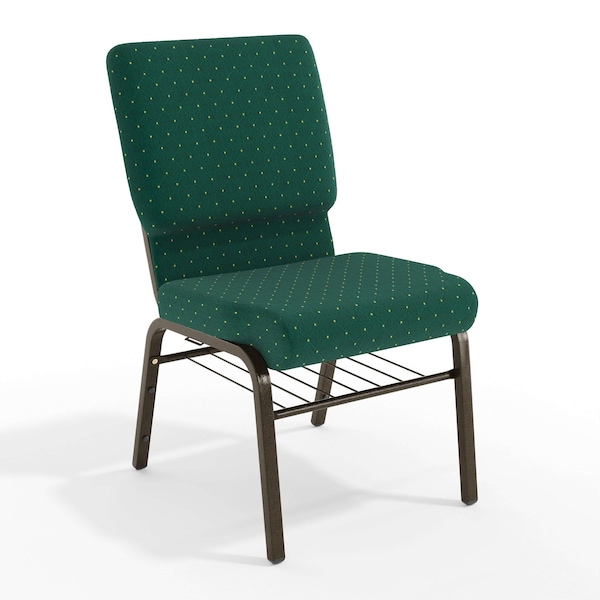 Flash Furniture Fabric Church Chair w/Book Rack, Green XU-CH-60096-GN-BAS-GG - main