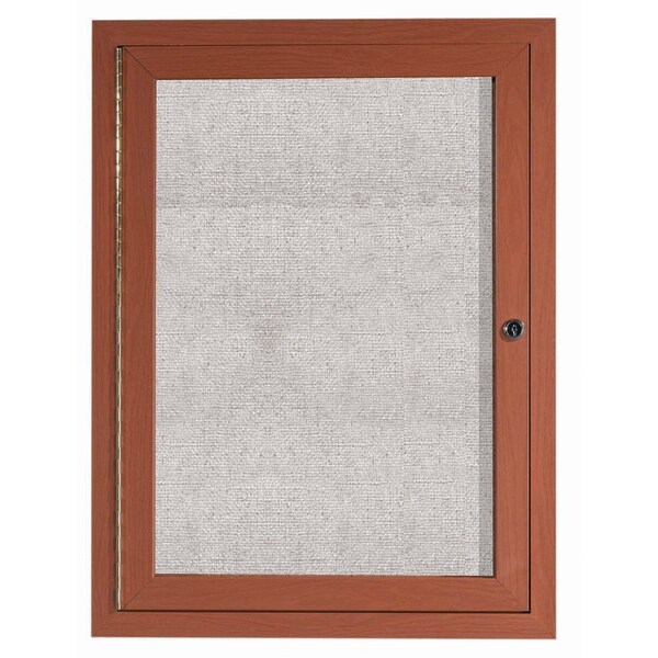Aarco Outdoor Enclosed Bulletin Board w/ Al Wood Look Finish, Oak Wood Look, Burlap Weave Vinyl, 48''Hx36''W ODCCO4836R - main