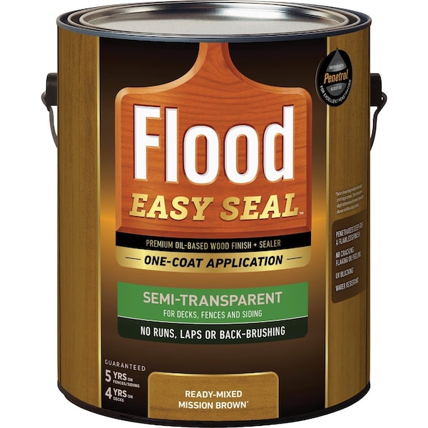 Flood Easy Seal Semi-Transparent Premium Oil-Based Wood Finish & Sealer Mission Brown 1 Gal. FLDES135/01 - main