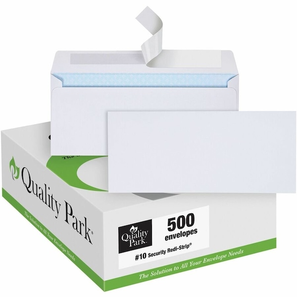 Quality Park Redi-Strip Envelopes, 24Lb, No 10, 4-1/8x9-1/2in, 500PK 69122 - main