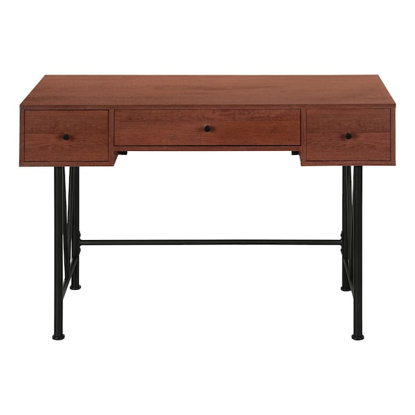 Homeroots 47" Brown and Black Computer Desk With Three Drawers 489912 - main