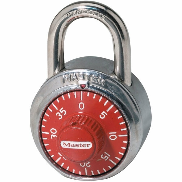 Master Lock Combination Padlock, Center, Red/Silver 1504D - main