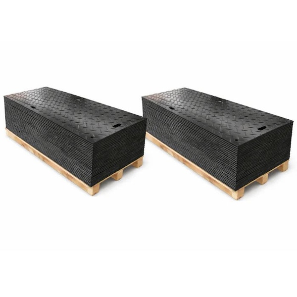 Irontread Mats Ground Protection Mat, Heavy Duty, Diamond Tread Pattern, HDPE, 1/2in Thick, 4ftx8ft, Black, 100PK ITGPM-100-BK-100 - main