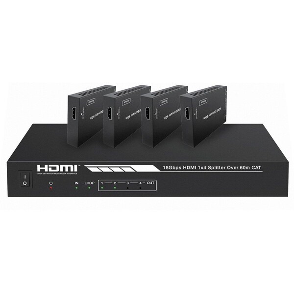 Monoprice Blackbird 4K HDMI 2.0 1x4 Splitter Extender, 18Gbps HDR 4K at 60Hz YCbCr 4:4:4 HDCP 2.2 Cat6/6a/7 42271 - main